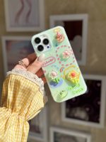 قاب گوشی دخترونه  گل برجسته زمینه سبز GOOD LUCK (کدC2107) - تصویر 5