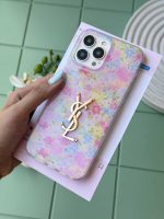 قاب گوشی YSL Pink Garden C2244 | قاب صورتی گل‌دار YSL