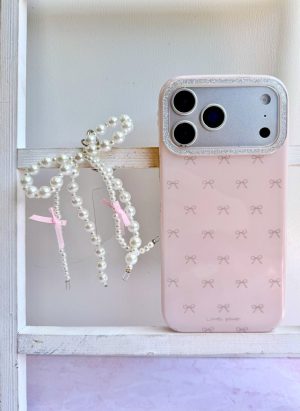 قاب گوشی Pink Bow C2276 | قاب صورتی پاپیونی با آویز - تصویر 5
