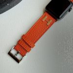 بند اپل واچ چرمی ست هرمس جاکارتی نارنجی W5078 | بند چرمی Apple Watch