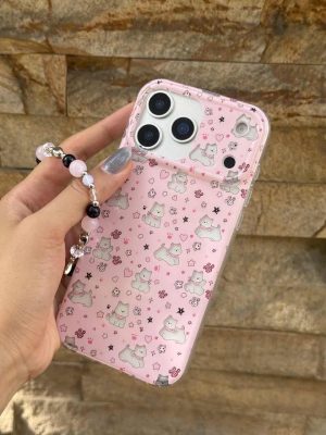 قاب گوشی Pink Paws با آویز C2271 | قاب صورتی فانتزی - تصویر 3