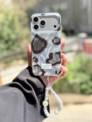 قاب پلنگی طوسی خال سیاه با آویز (کدC2287) - تصویر 3