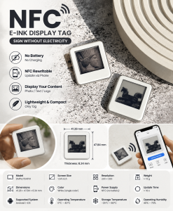 تگ نمایشگر جوهر الکترونیکی NFC بدون باتری ۱.۵۴ اینچ مدل DMPL0154FN1 (a0348) - تصویر 2