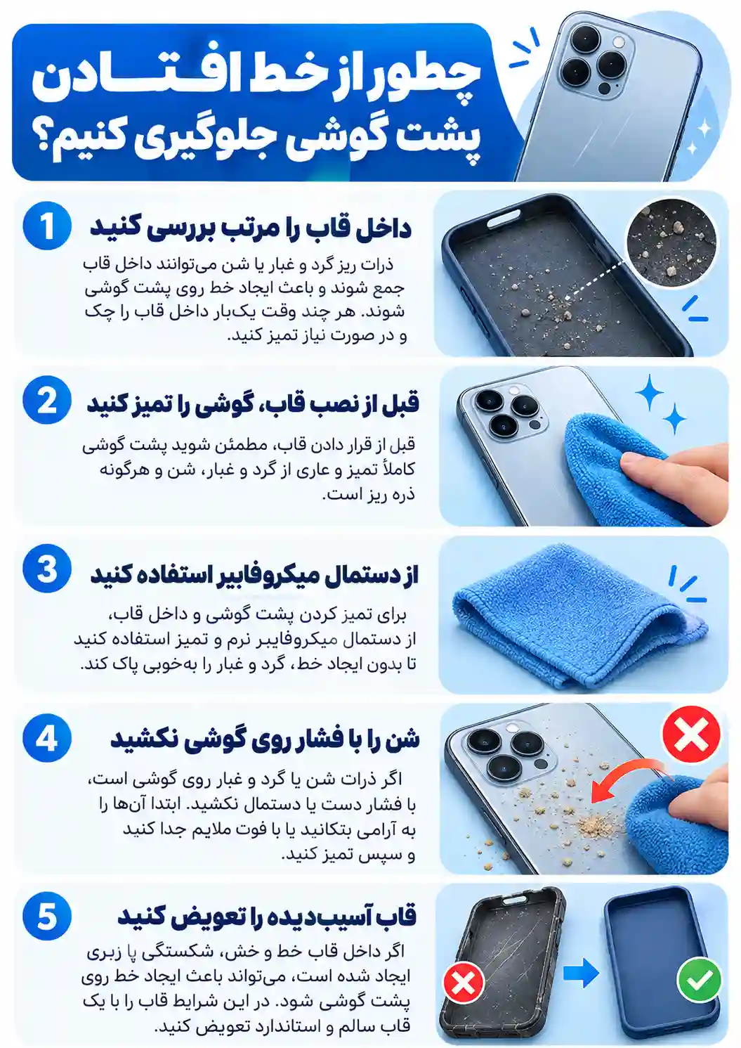 گرد و خاک زیر قاب گوشی