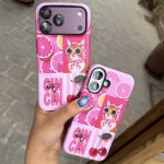 قاب آیفون ۱۳ تا ۱۸ برگاندی کت | قاب گربه زرشکی c4924 - تصویر 4